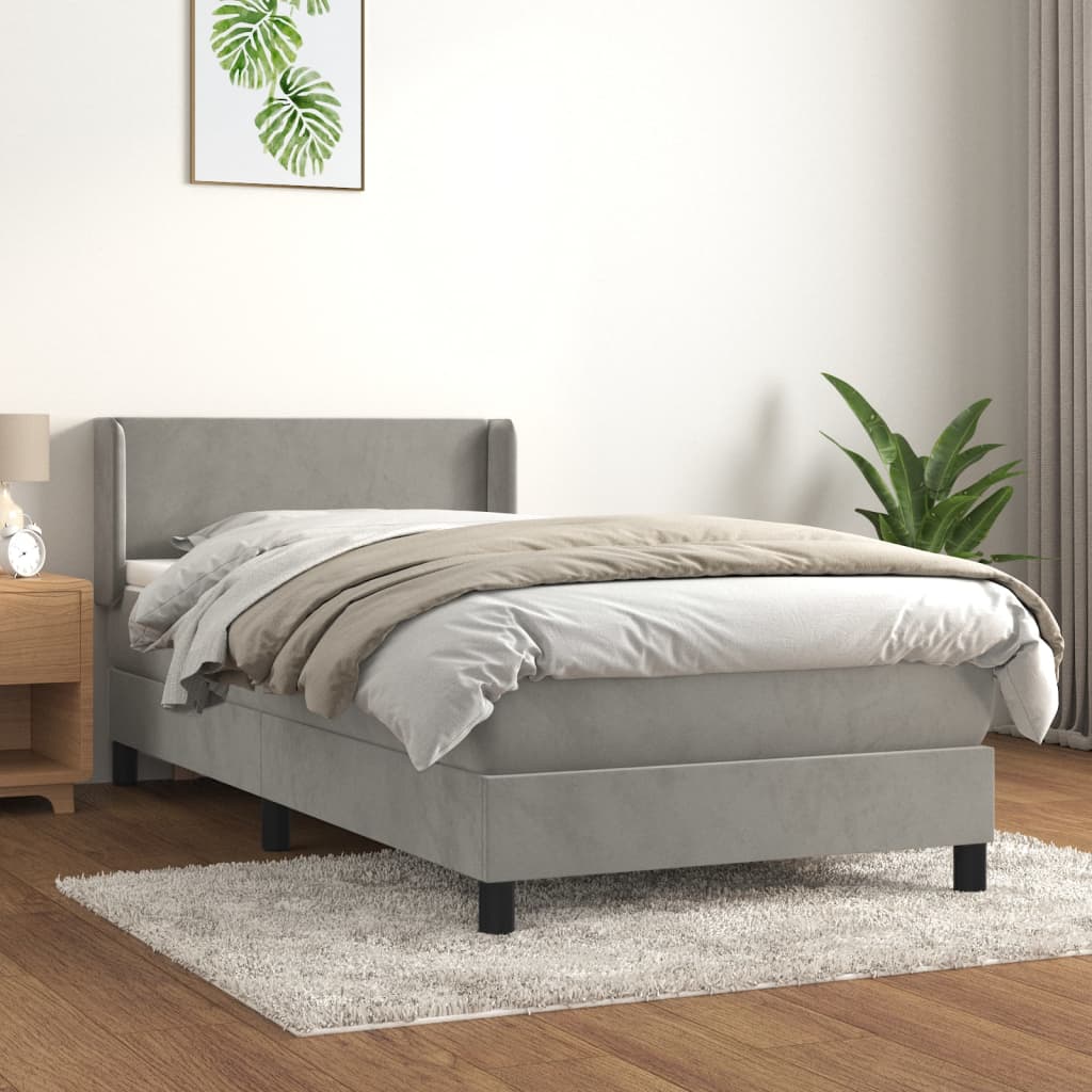 Sommier à lattes de lit et matelas Gris clair 90x200 cm Velours - XIOS