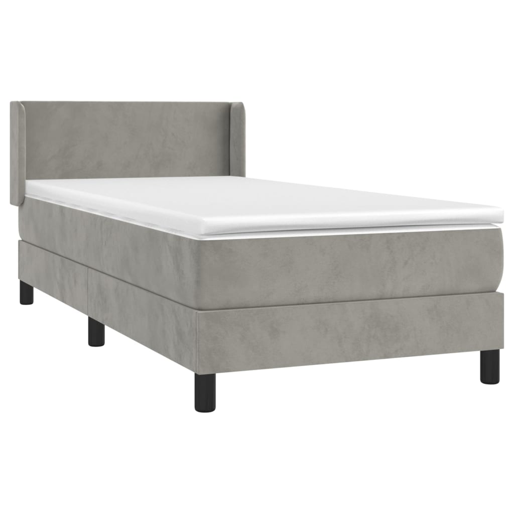 Sommier à lattes de lit et matelas Gris clair 100x200cm Velours - XIOS