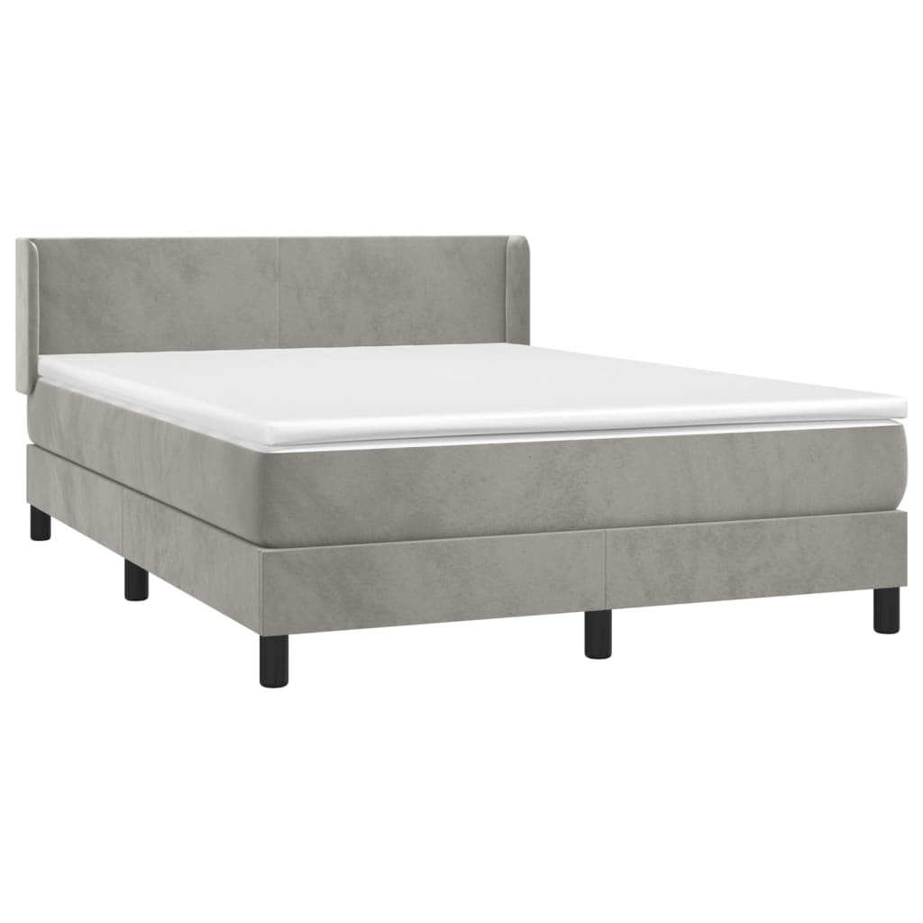 Sommier à lattes de lit et matelas Gris clair 140x190cm Velours - XIOS