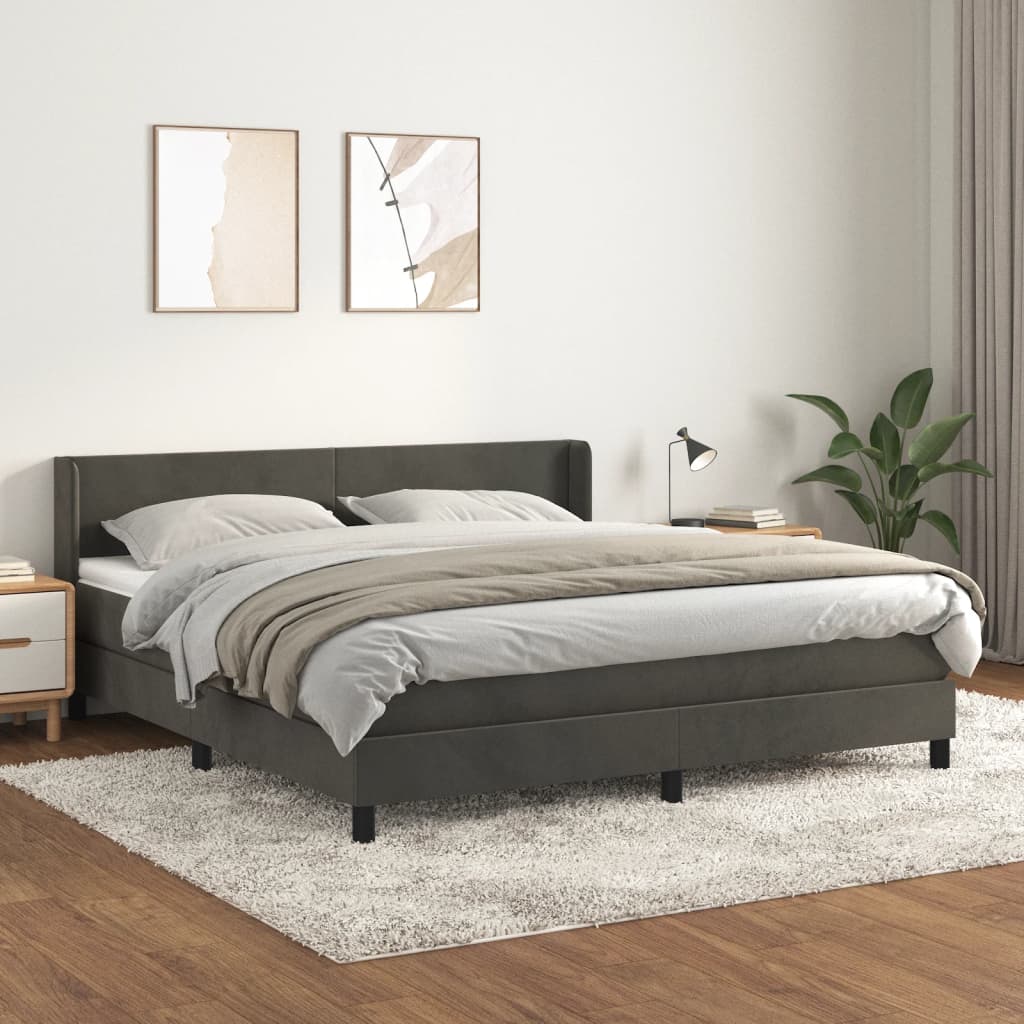 Sommier à lattes de lit et matelas Gris foncé 160x200cm Velours - XIOS