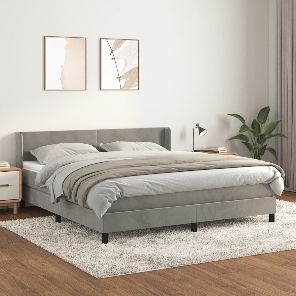 Sommier à lattes de lit et matelas Gris clair 180x200cm Velours - XIOS
