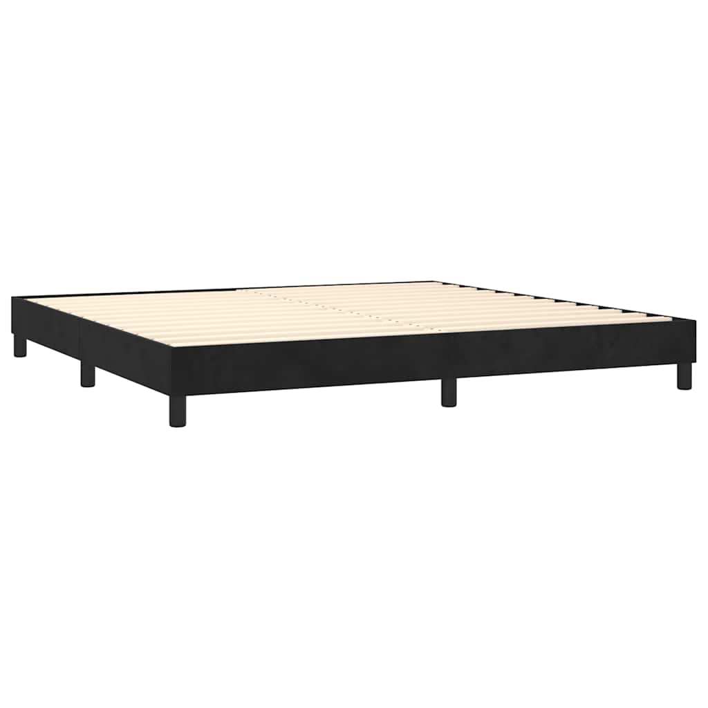 Sommier à lattes de lit et matelas Noir 200x200 cm Velours - XIOS