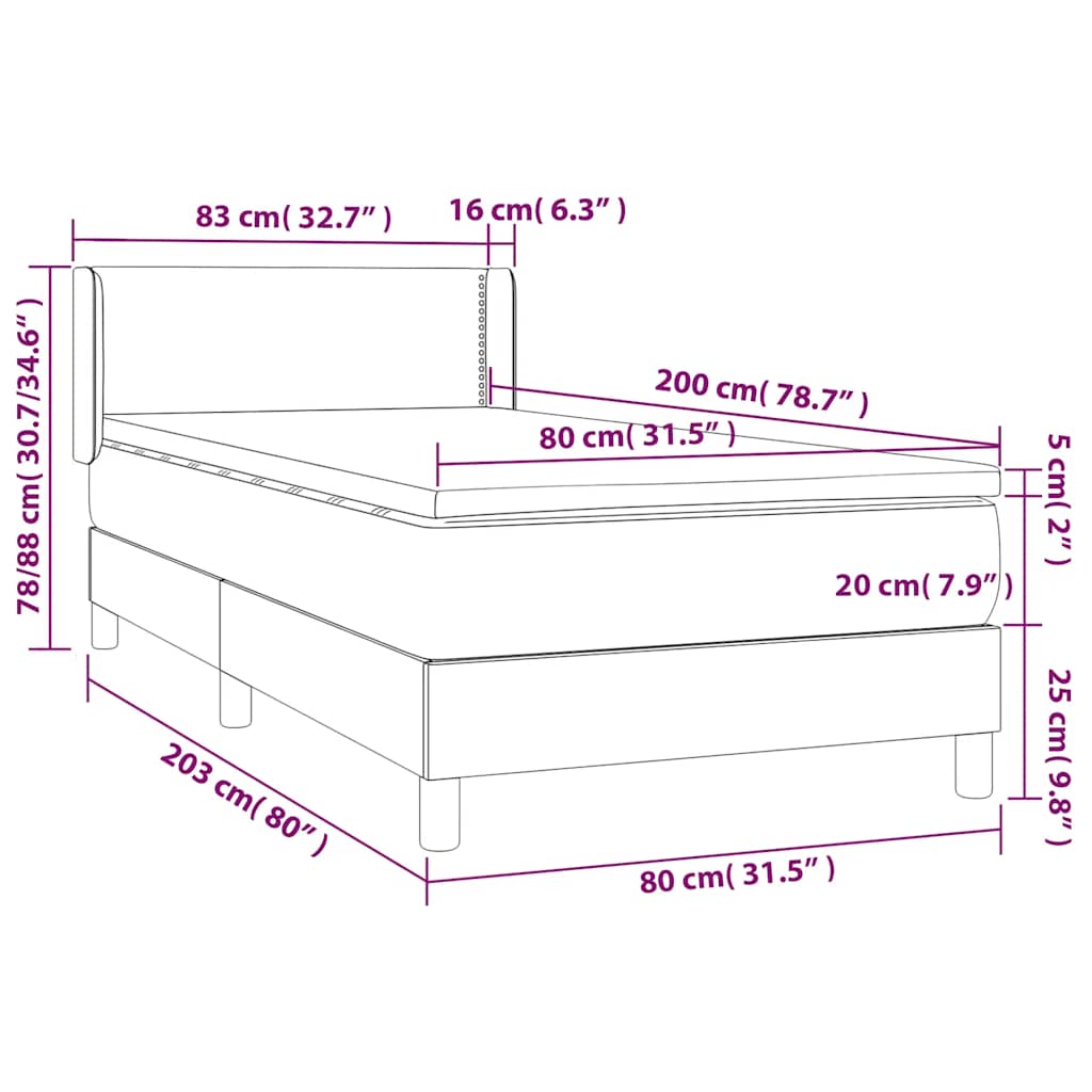 Sommier à lattes de lit et matelas Vert foncé 80x200 cm Velours - XIOS