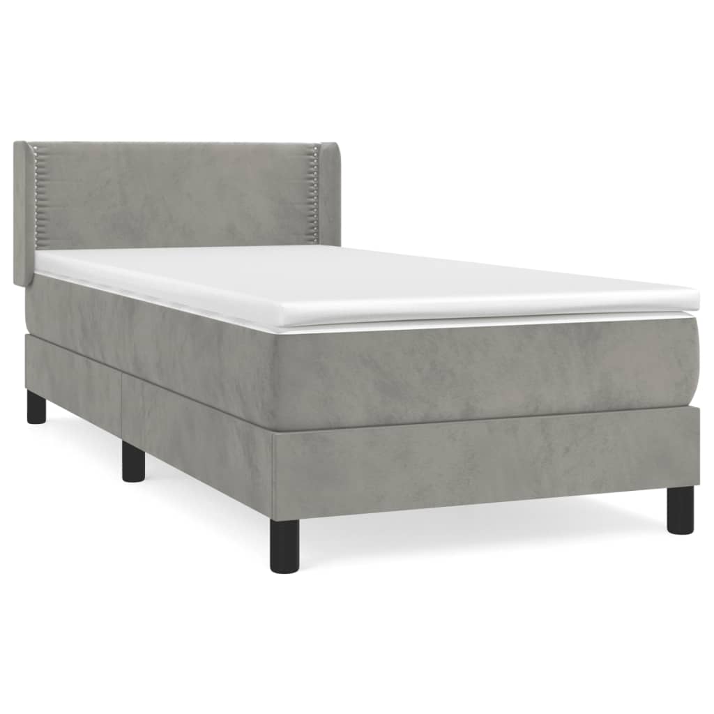 Sommier à lattes de lit et matelas Gris clair 90x190 cm Velours - XIOS