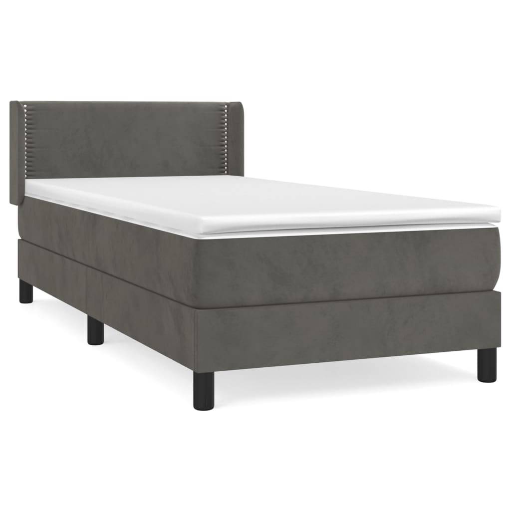 Sommier à lattes de lit et matelas Gris foncé 90x190 cm Velours - XIOS