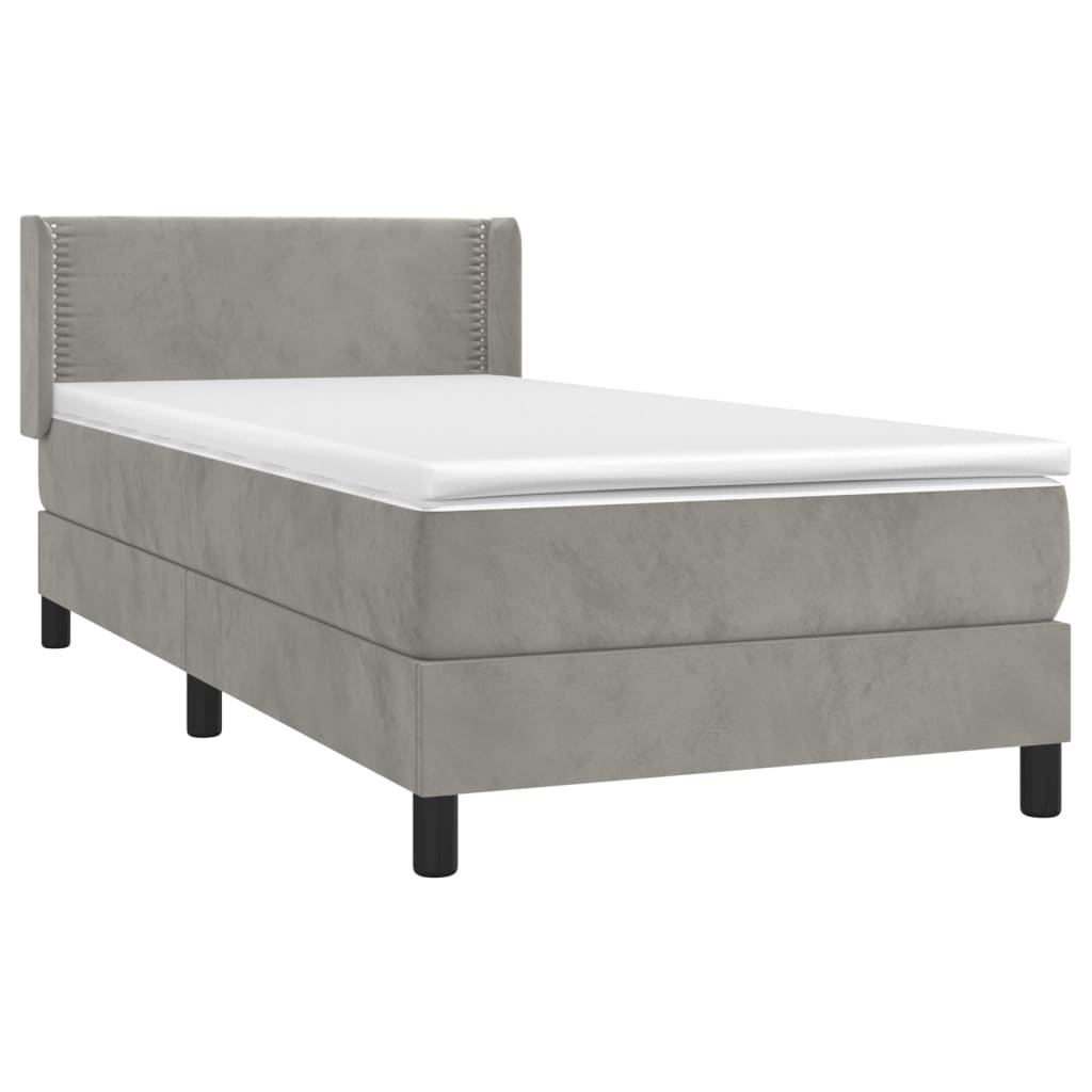 Sommier à lattes de lit et matelas Gris clair 90x200 cm Velours - XIOS