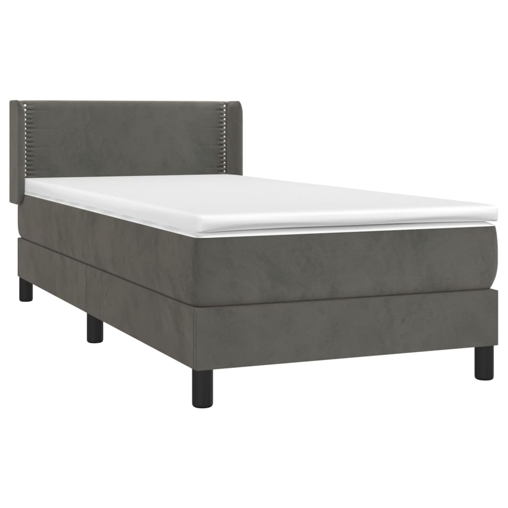 Sommier à lattes de lit et matelas Gris foncé 90x200 cm Velours - XIOS