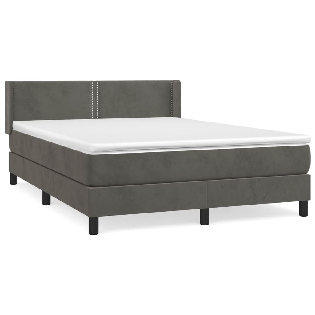 Sommier à lattes de lit et matelas Gris foncé 140x190cm Velours - XIOS