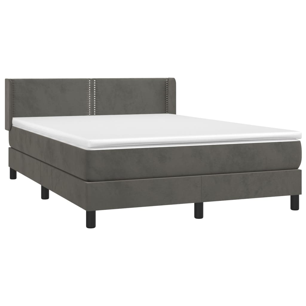 Sommier à lattes de lit et matelas Gris foncé 140x190cm Velours - XIOS