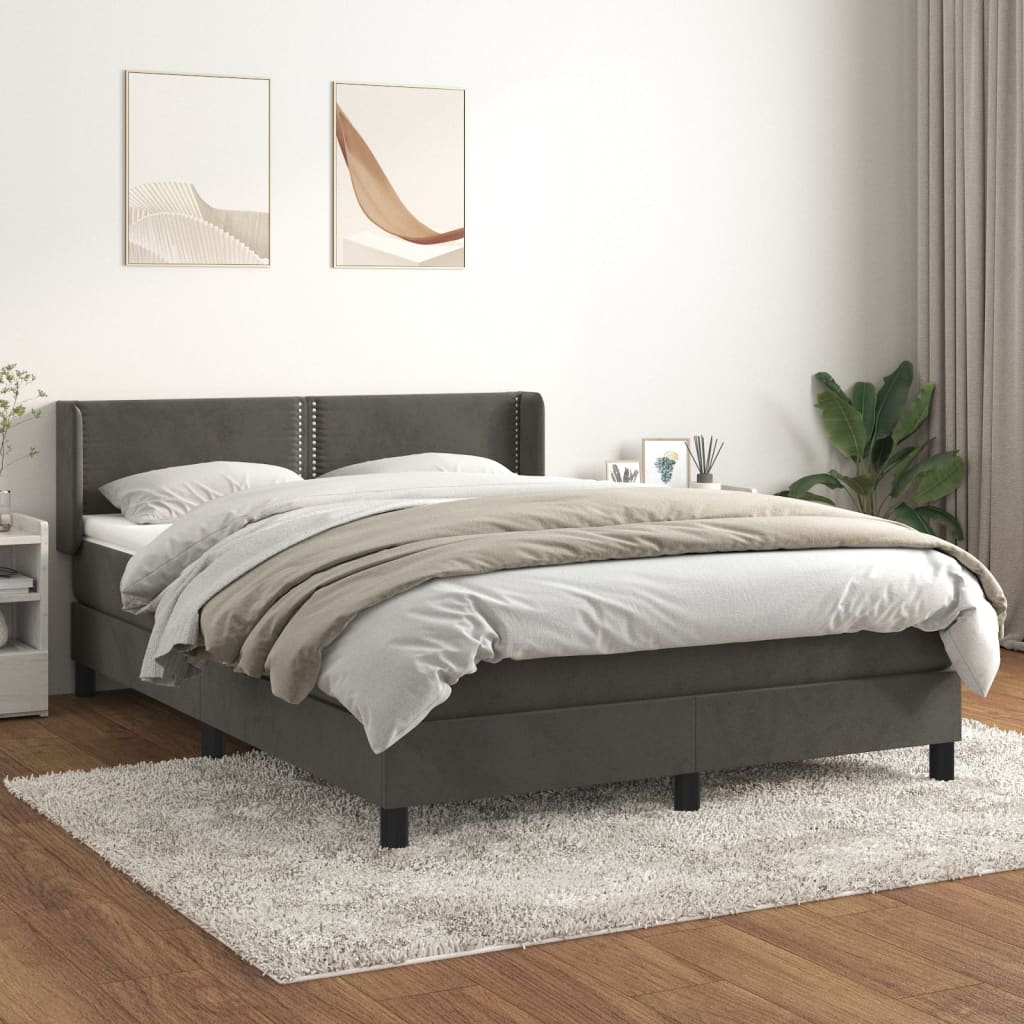 Sommier à lattes de lit et matelas Gris foncé 140x190cm Velours - XIOS