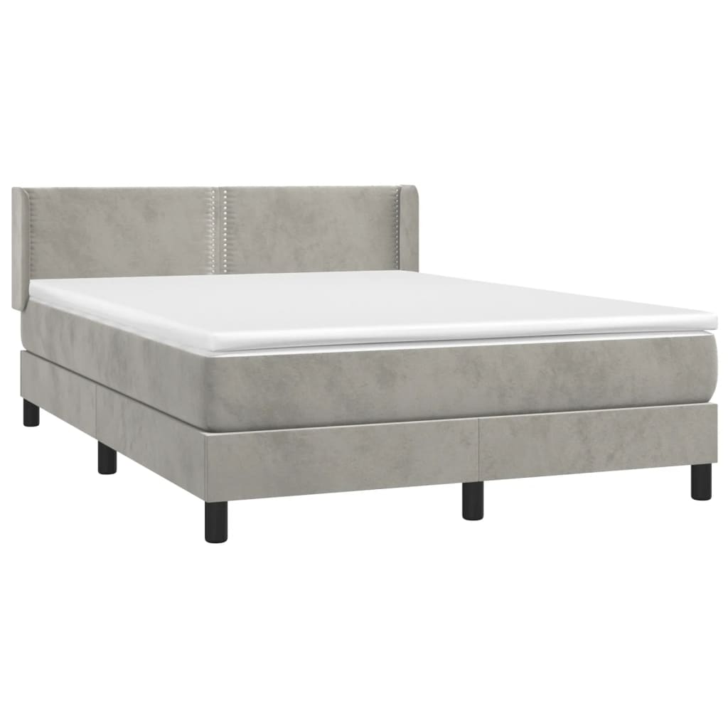 Sommier à lattes de lit et matelas Gris clair 140x200cm Velours - XIOS