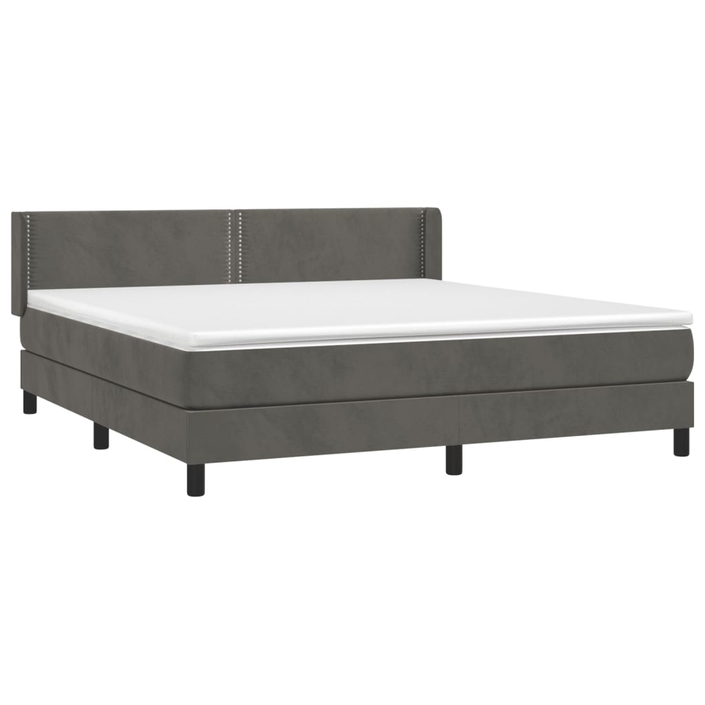 Sommier à lattes de lit et matelas Gris foncé 160x200cm Velours - XIOS