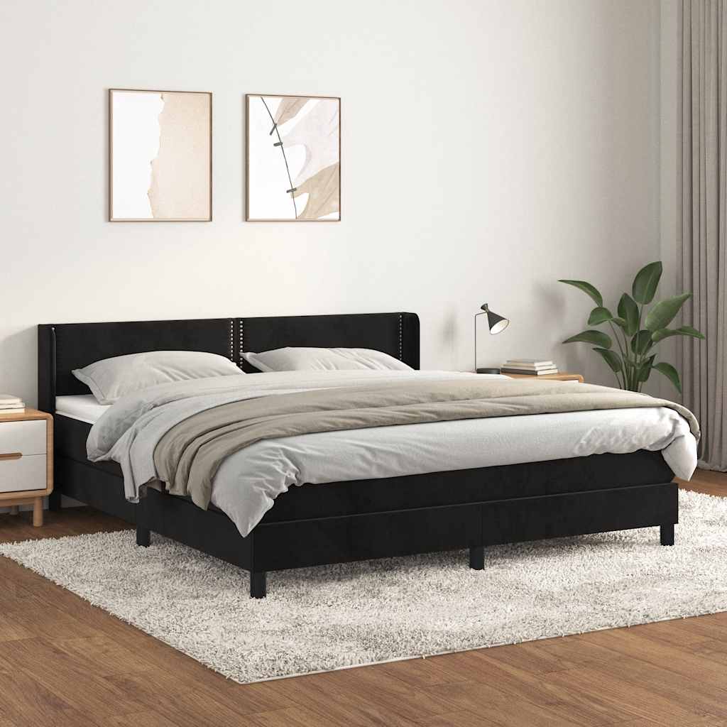 Sommier à lattes de lit avec matelas Noir 180x200 cm Velours - XIOS