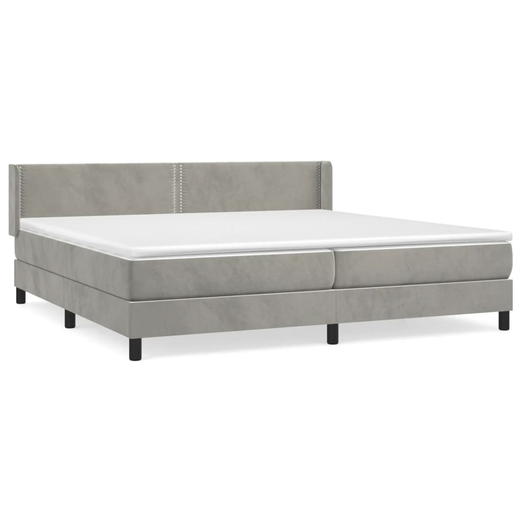 Sommier à lattes de lit et matelas Gris clair 200x200cm Velours - XIOS