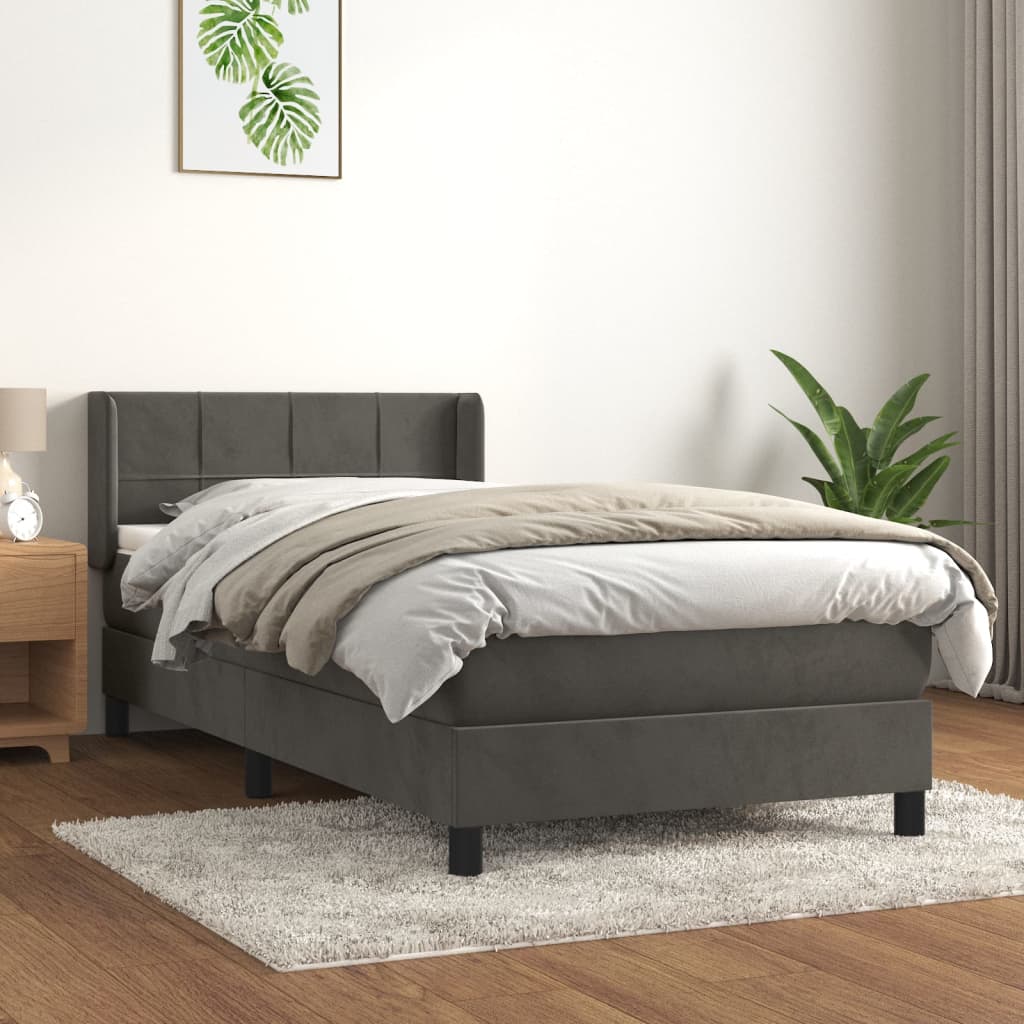 Sommier à lattes de lit et matelas Gris foncé 90x190 cm Velours - XIOS