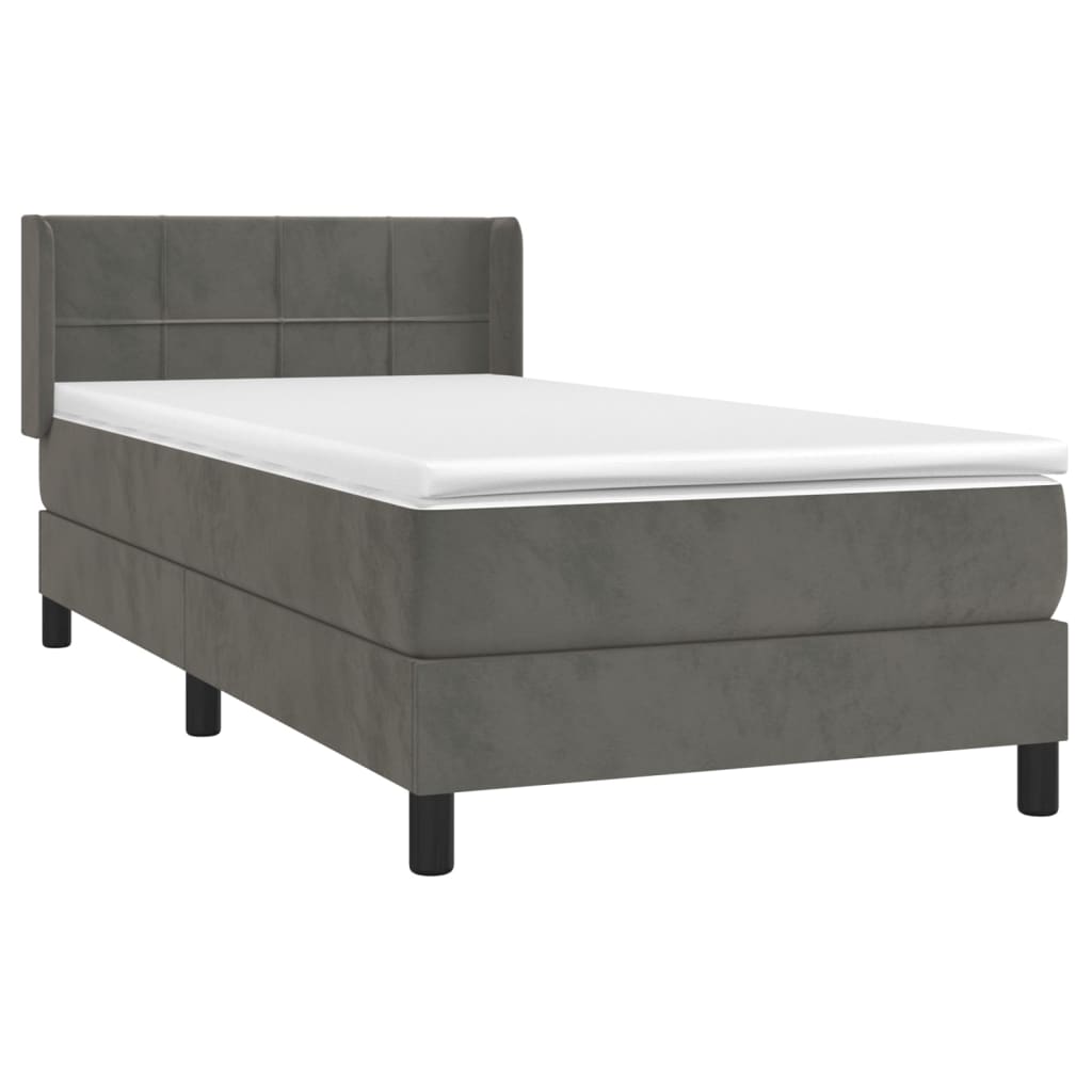 Sommier à lattes de lit et matelas Gris foncé 90x200 cm Velours - XIOS