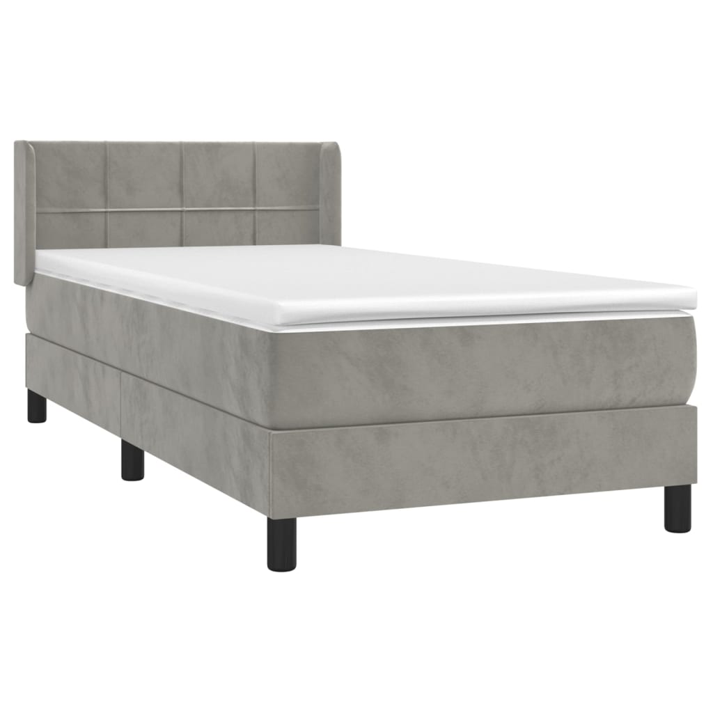 Sommier à lattes de lit et matelas Gris clair 100x200cm Velours - XIOS