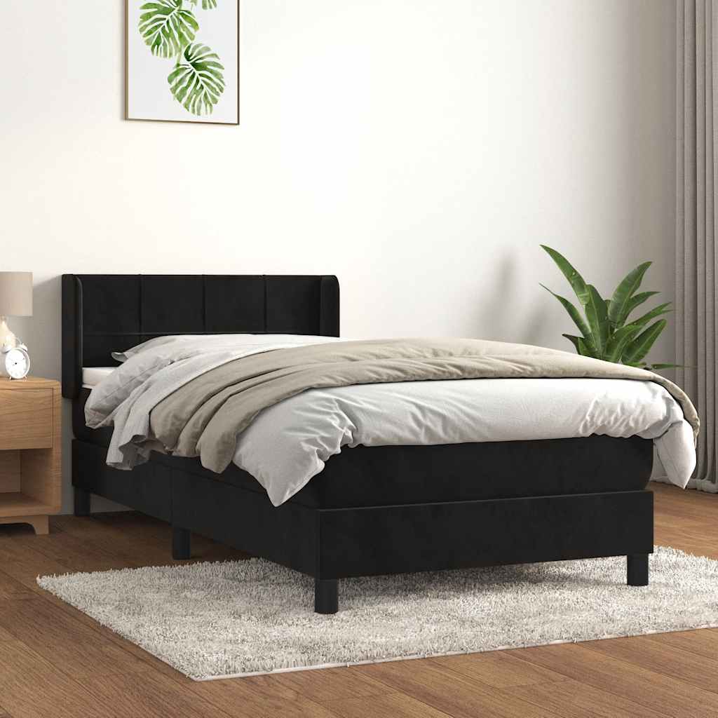 Sommier à lattes de lit avec matelas Noir 100x200 cm Velours - XIOS