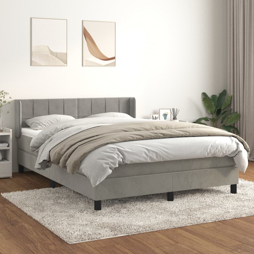 Sommier à lattes de lit et matelas Gris clair 140x190cm Velours - XIOS