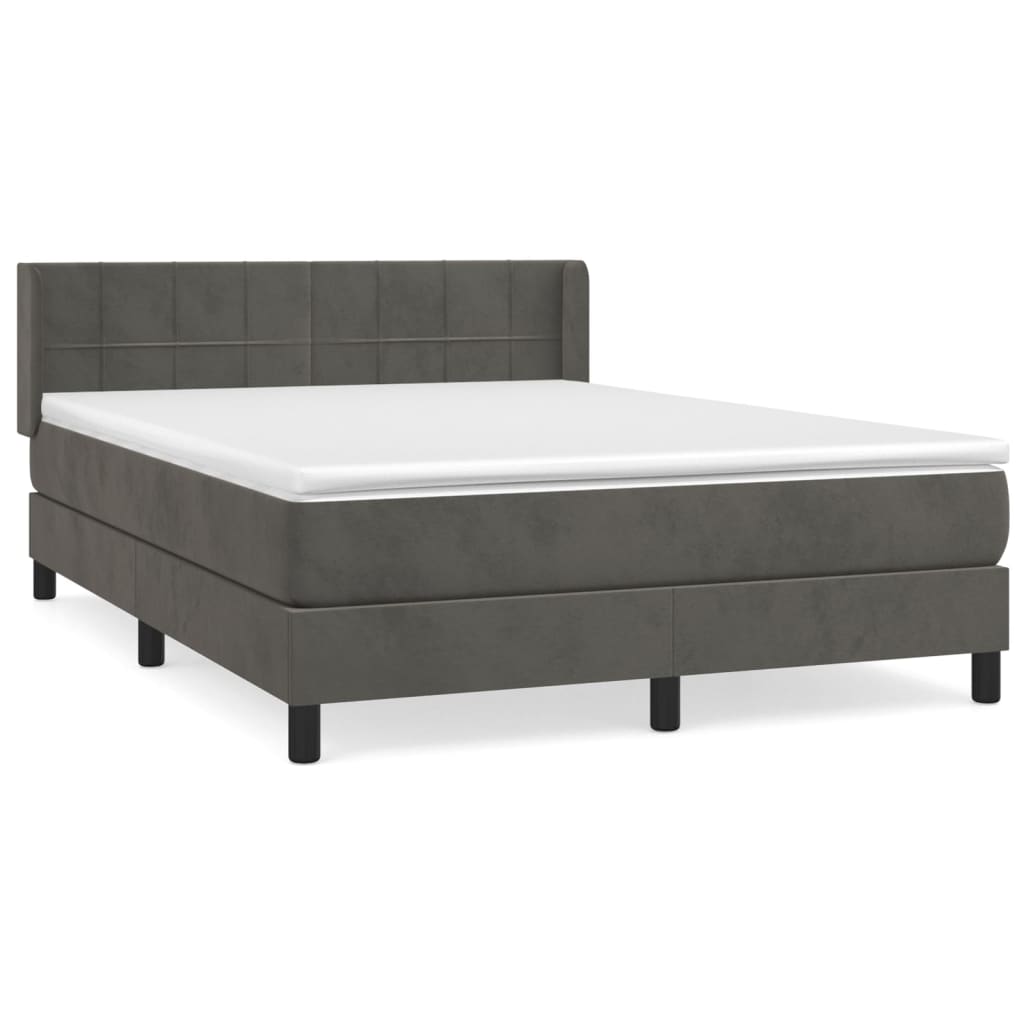 Sommier à lattes de lit et matelas Gris foncé 140x190cm Velours - XIOS