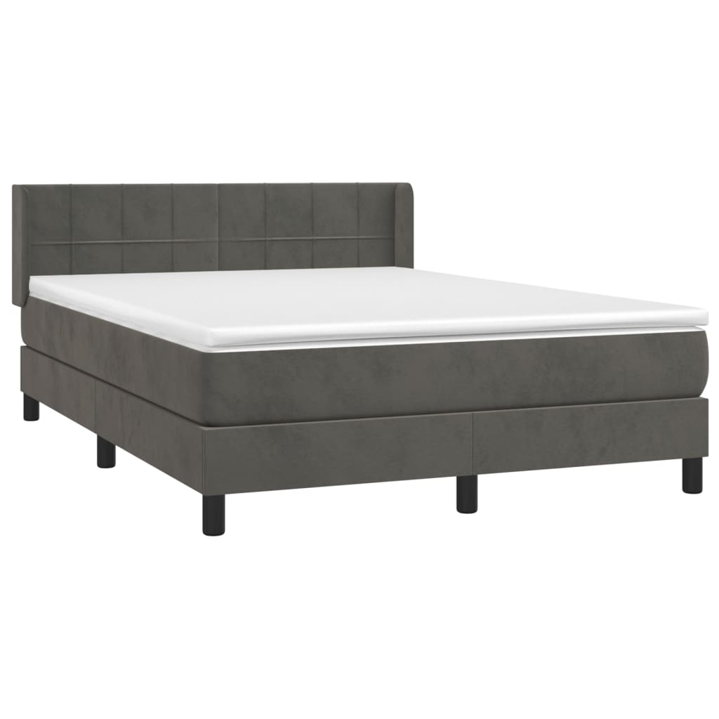 Sommier à lattes de lit et matelas Gris foncé 140x190cm Velours - XIOS