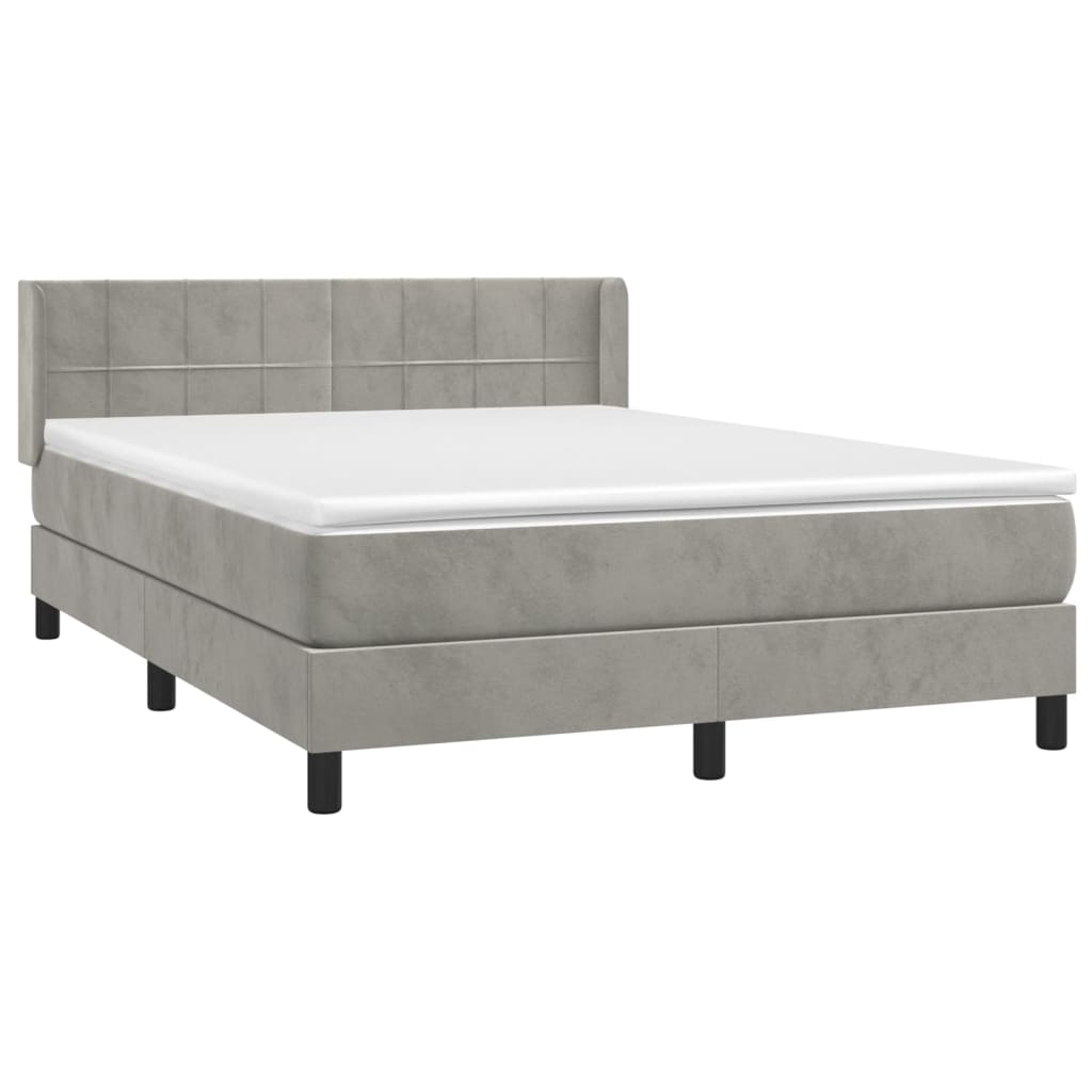 Sommier à lattes de lit et matelas Gris clair 140x200cm Velours - XIOS