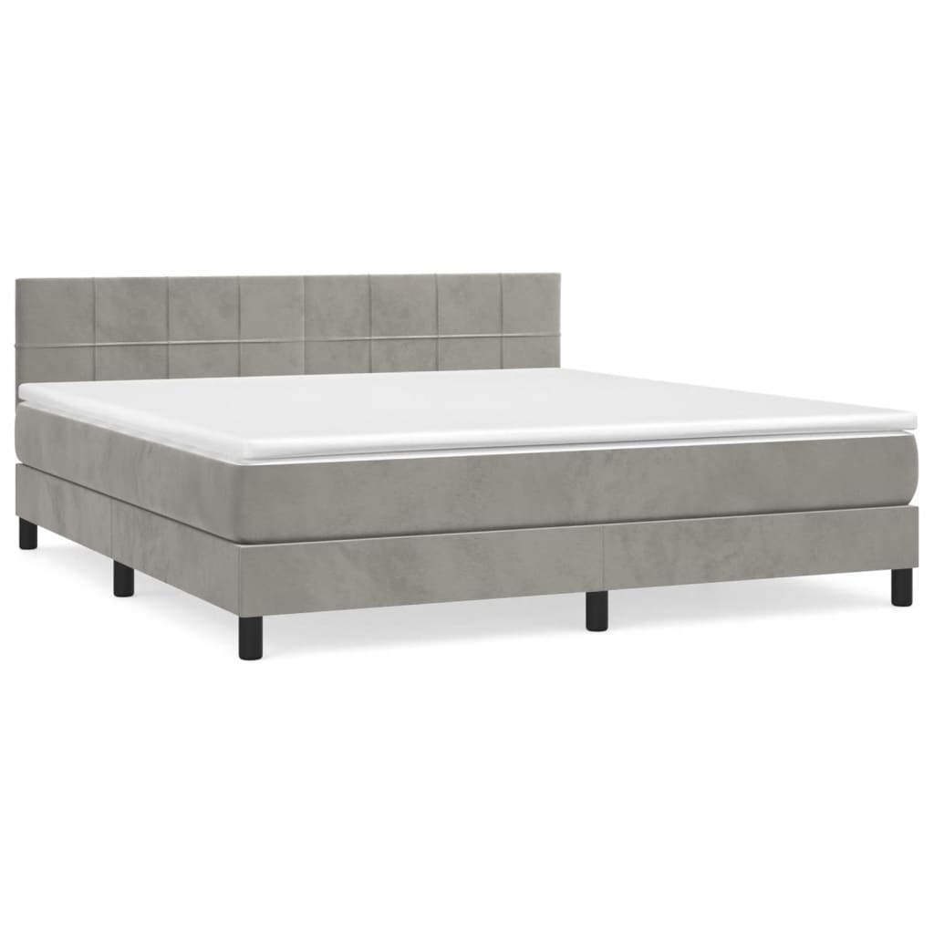 Sommier à lattes de lit et matelas Gris clair 160x200cm Velours - XIOS
