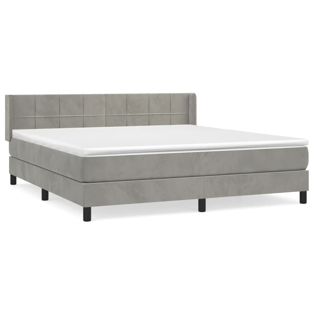 Sommier à lattes de lit et matelas Gris clair 160x200cm Velours - XIOS