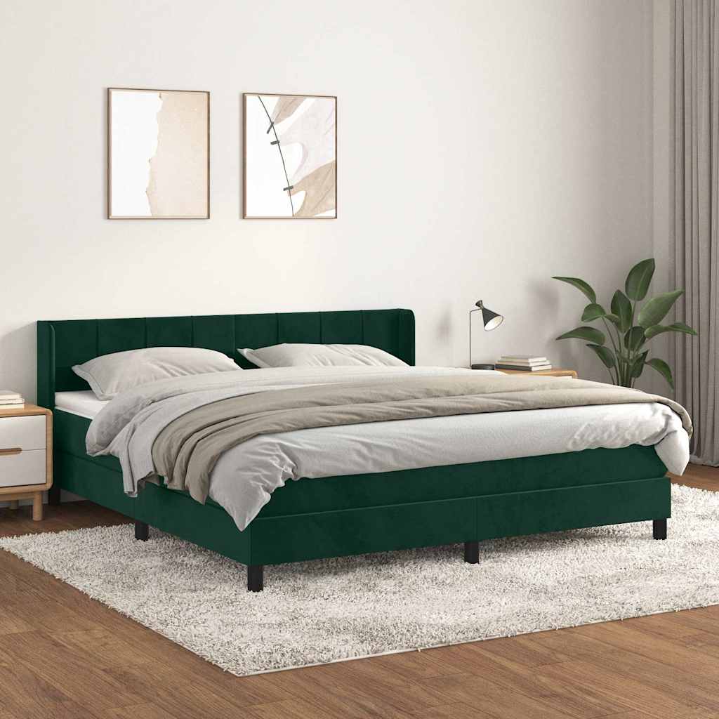 Sommier à lattes de lit et matelas Vert foncé 180x200cm Velours