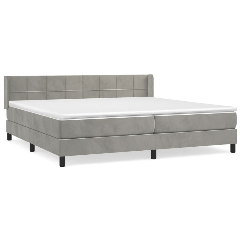 Sommier à lattes de lit et matelas Gris clair 200x200cm Velours - XIOS
