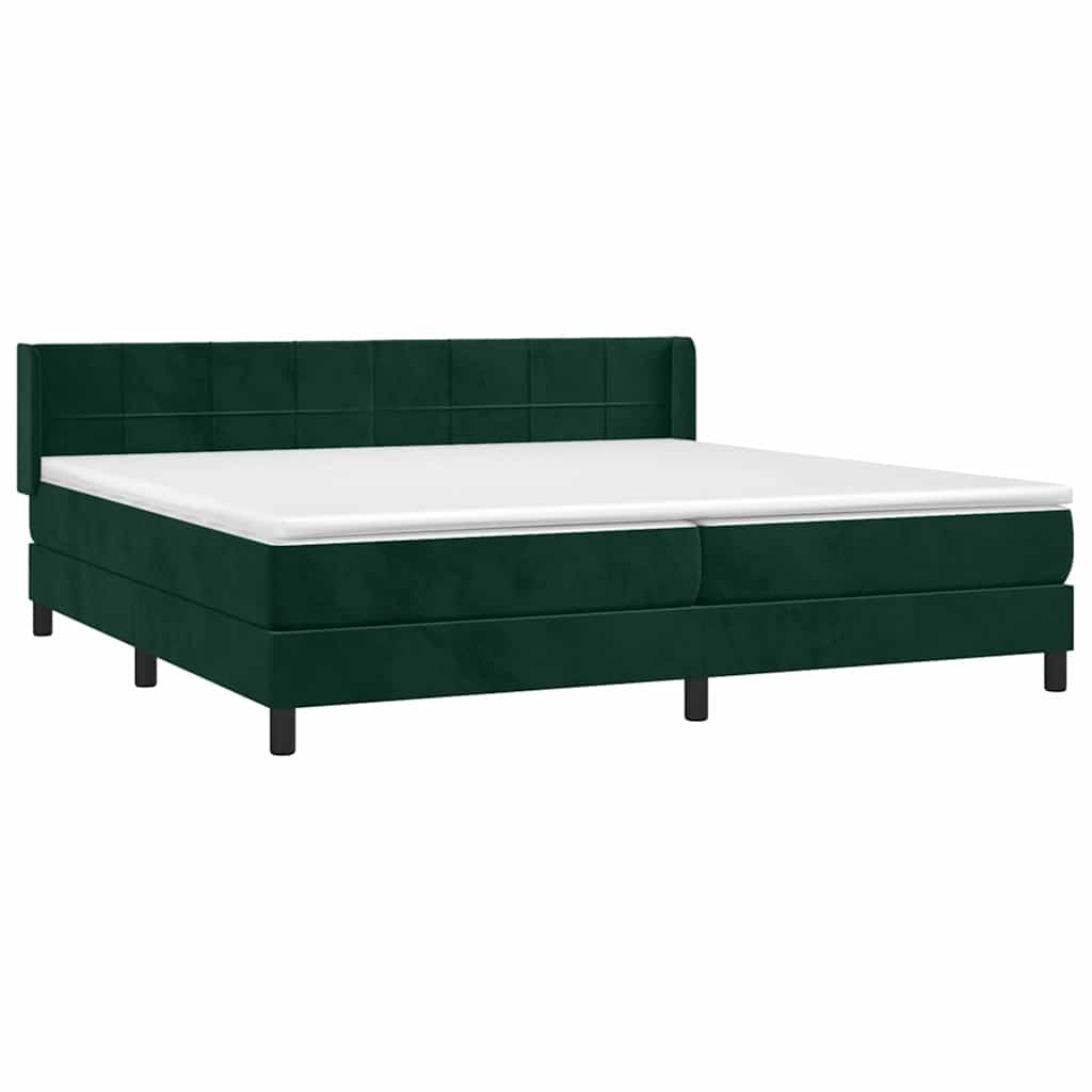 Sommier à lattes de lit et matelas Vert foncé 200x200cm Velours