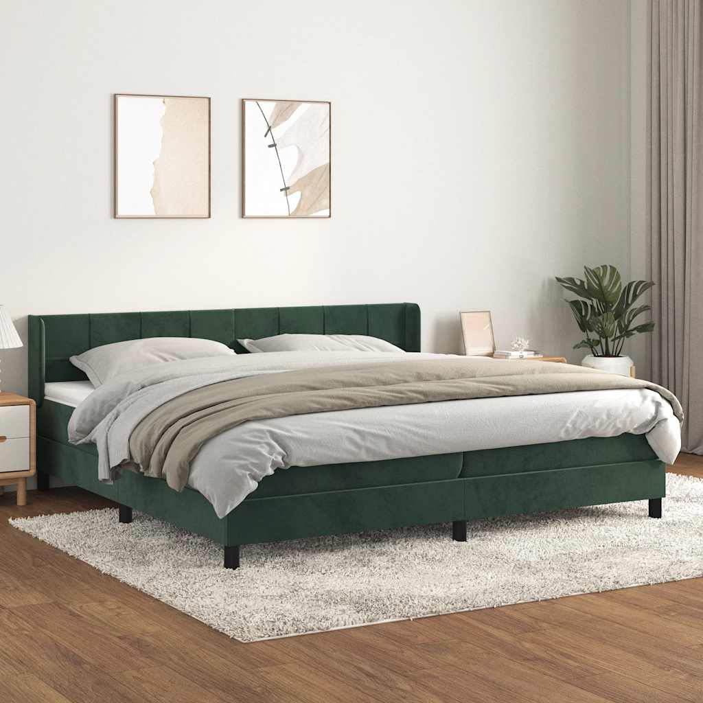 Sommier à lattes de lit et matelas Vert foncé 200x200cm Velours - XIOS
