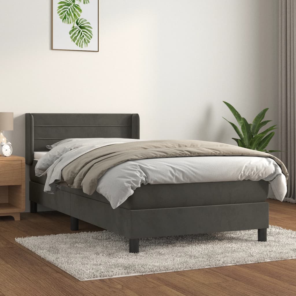 Sommier à lattes de lit et matelas Gris foncé 80x200 cm Velours - XIOS