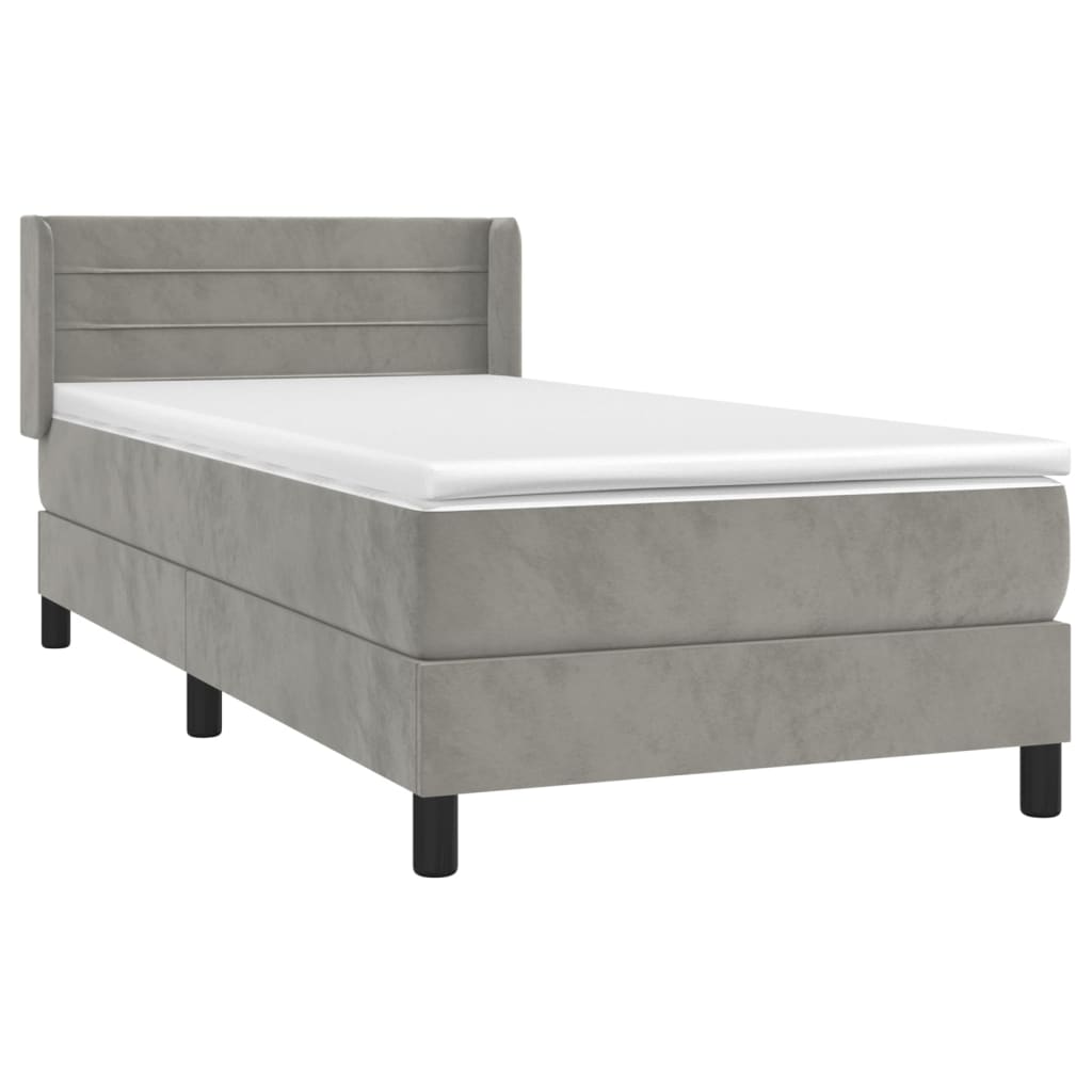 Sommier à lattes de lit et matelas Gris clair 90x200 cm Velours - XIOS