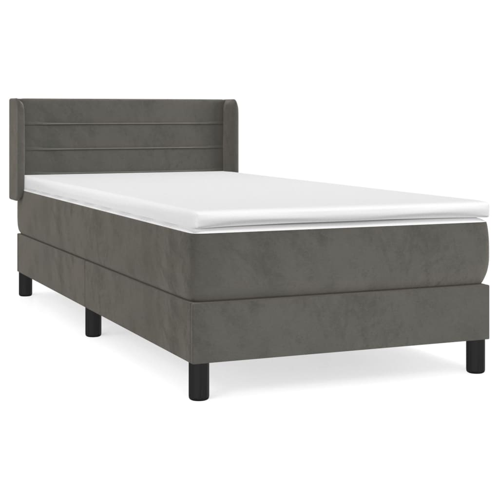 Sommier à lattes de lit et matelas Gris foncé 90x200 cm Velours - XIOS