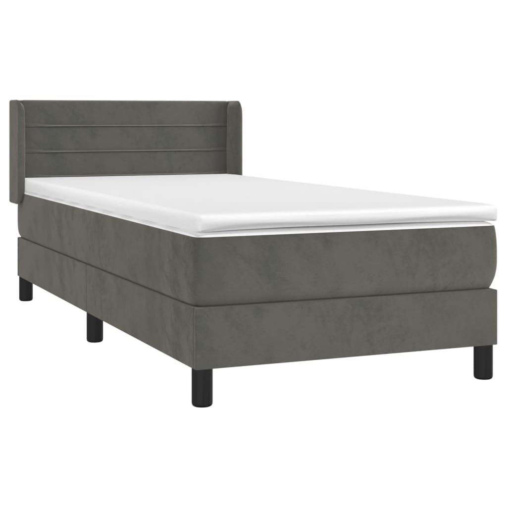 Sommier à lattes de lit et matelas Gris foncé 90x200 cm Velours - XIOS