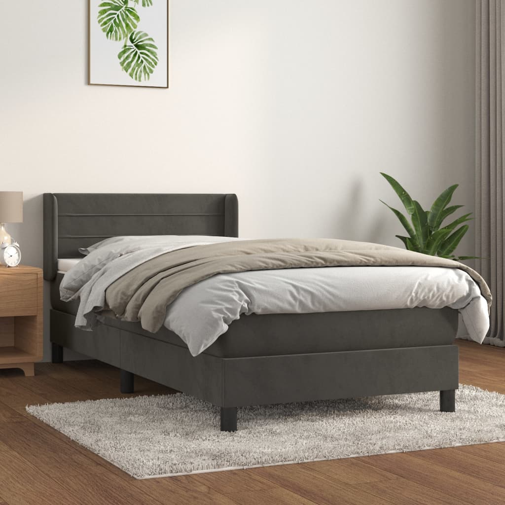 Sommier à lattes de lit et matelas Gris foncé 90x200 cm Velours - XIOS