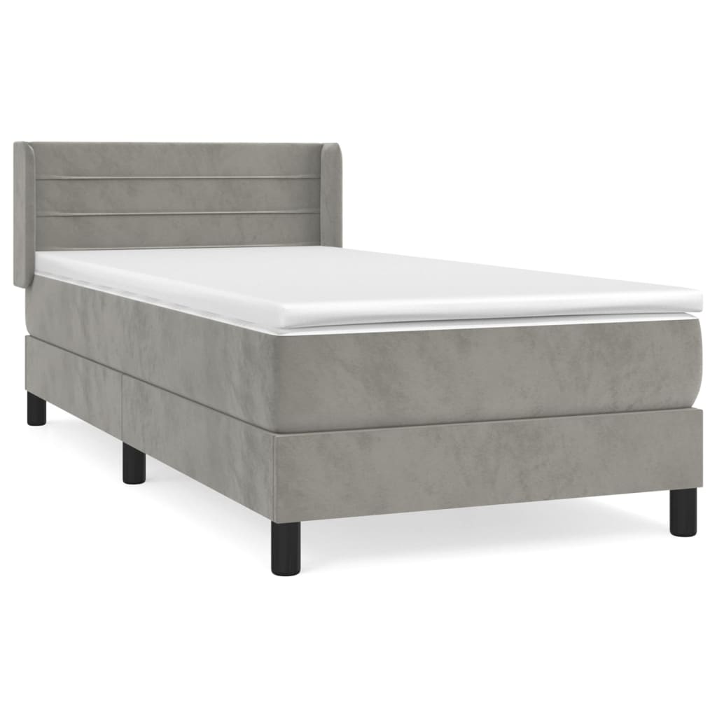 Sommier à lattes de lit et matelas Gris clair 100x200cm Velours - XIOS
