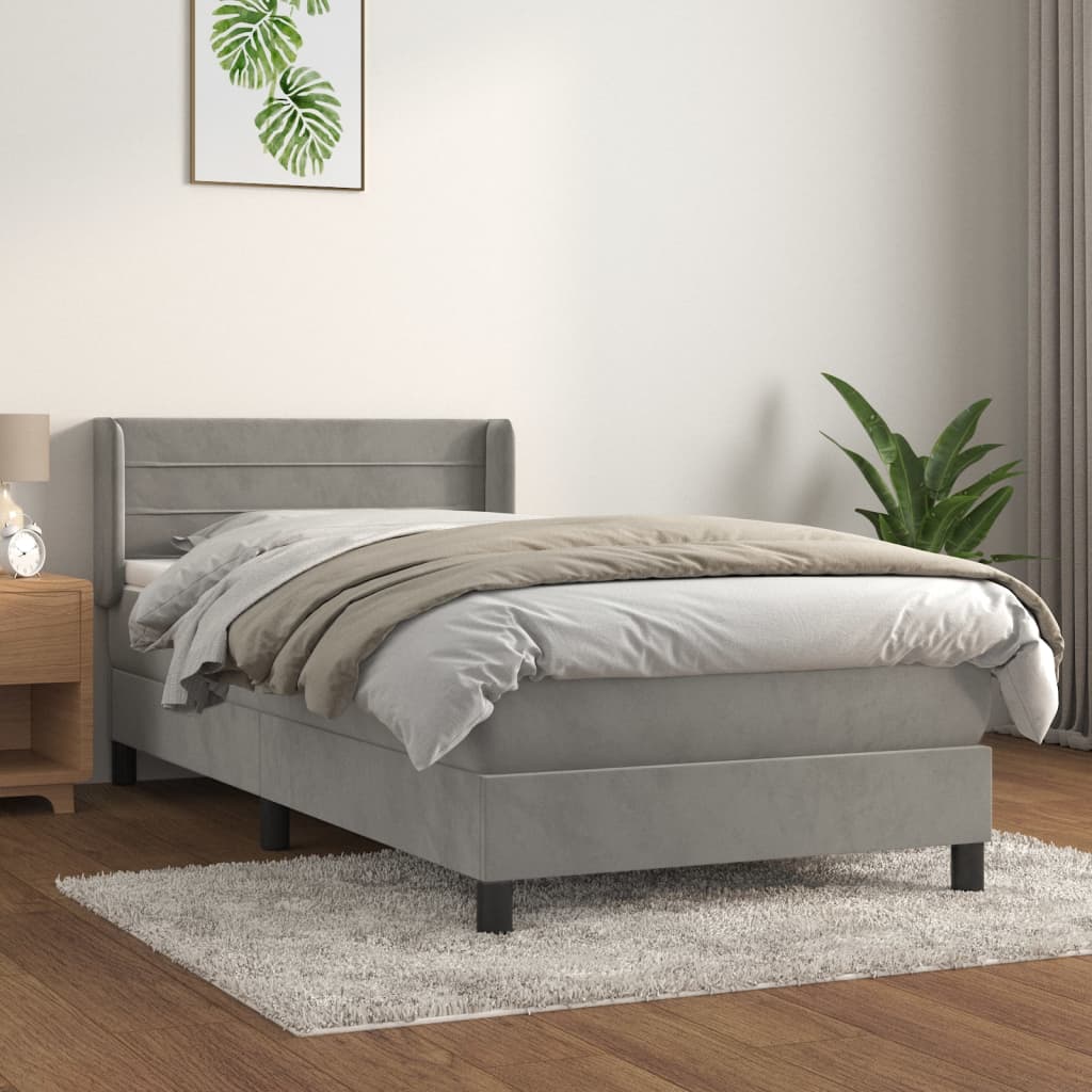 Sommier à lattes de lit et matelas Gris clair 100x200cm Velours - XIOS