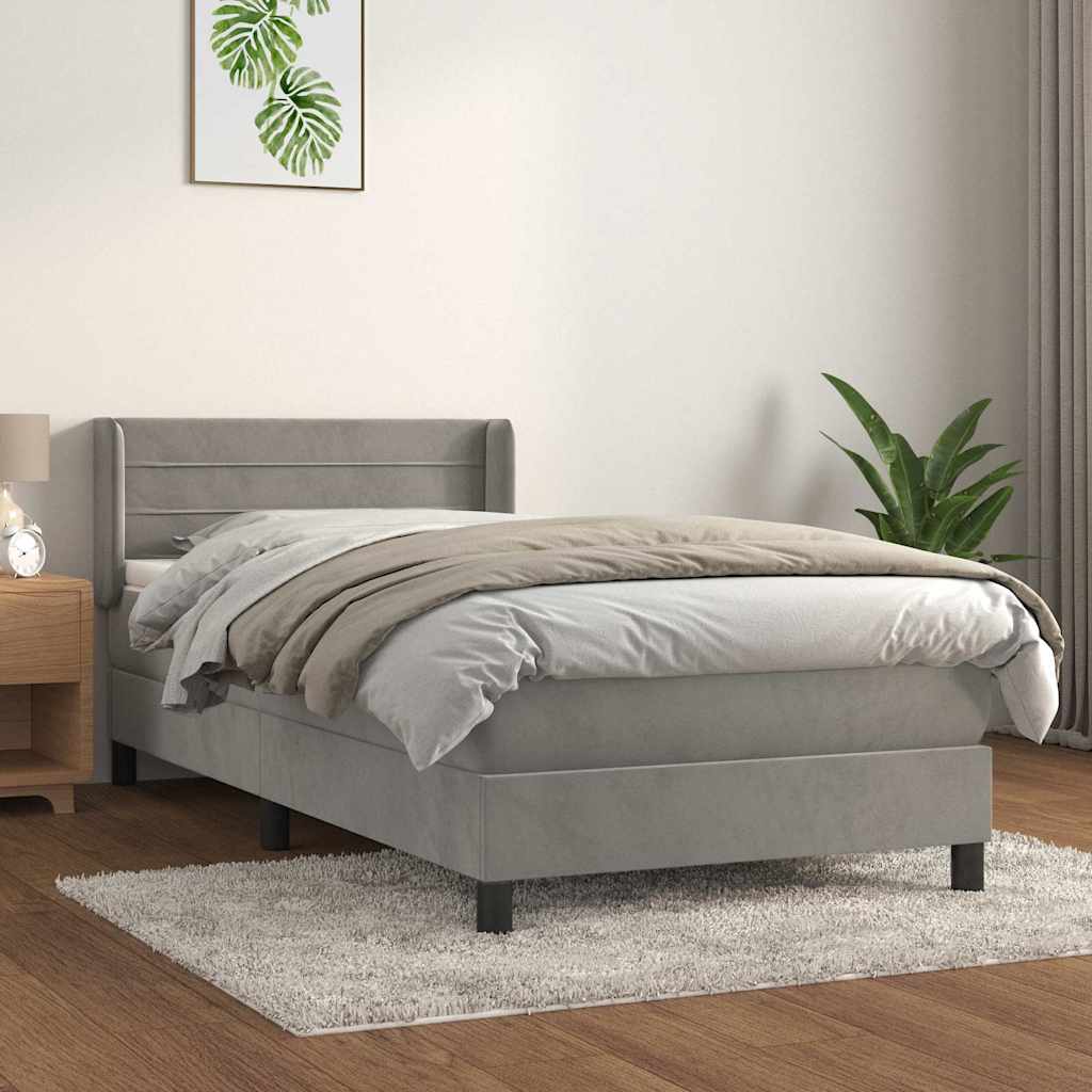 Sommier à lattes de lit et matelas Gris clair 100x200cm Velours