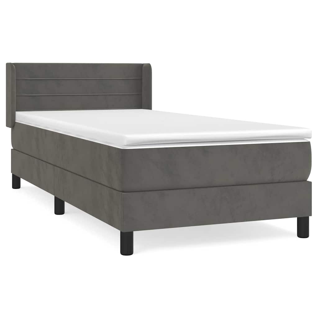 Sommier à lattes de lit avec matelas Gris foncé 100x200 cm
