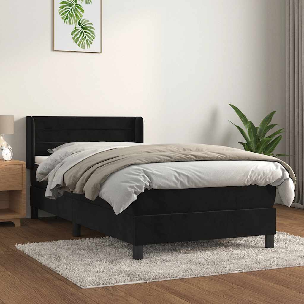 Sommier à lattes de lit avec matelas Noir 100x200 cm Velours - XIOS