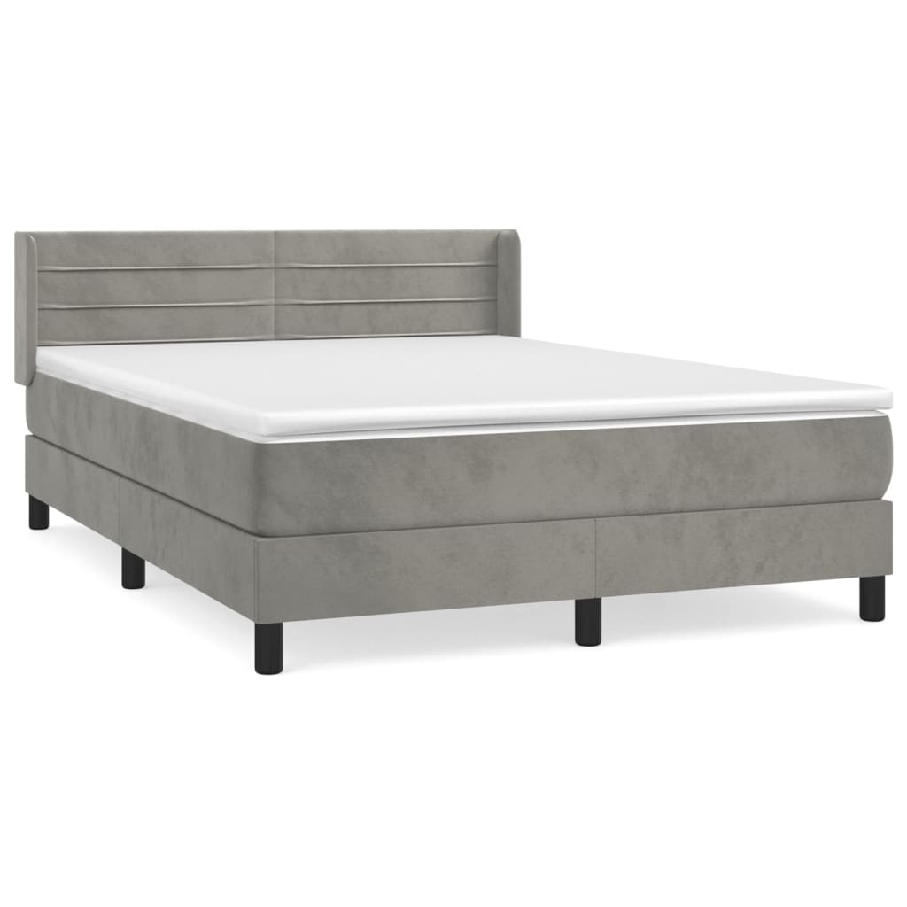 Sommier à lattes de lit et matelas Gris clair 140x190cm Velours - XIOS