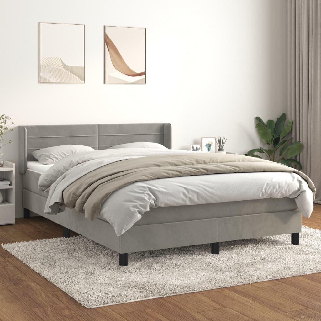 Sommier à lattes de lit et matelas Gris clair 140x190cm Velours - XIOS