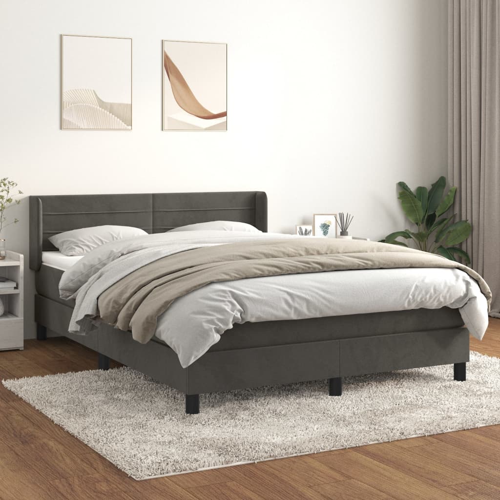 Sommier à lattes de lit et matelas Gris foncé 140x190cm Velours - XIOS
