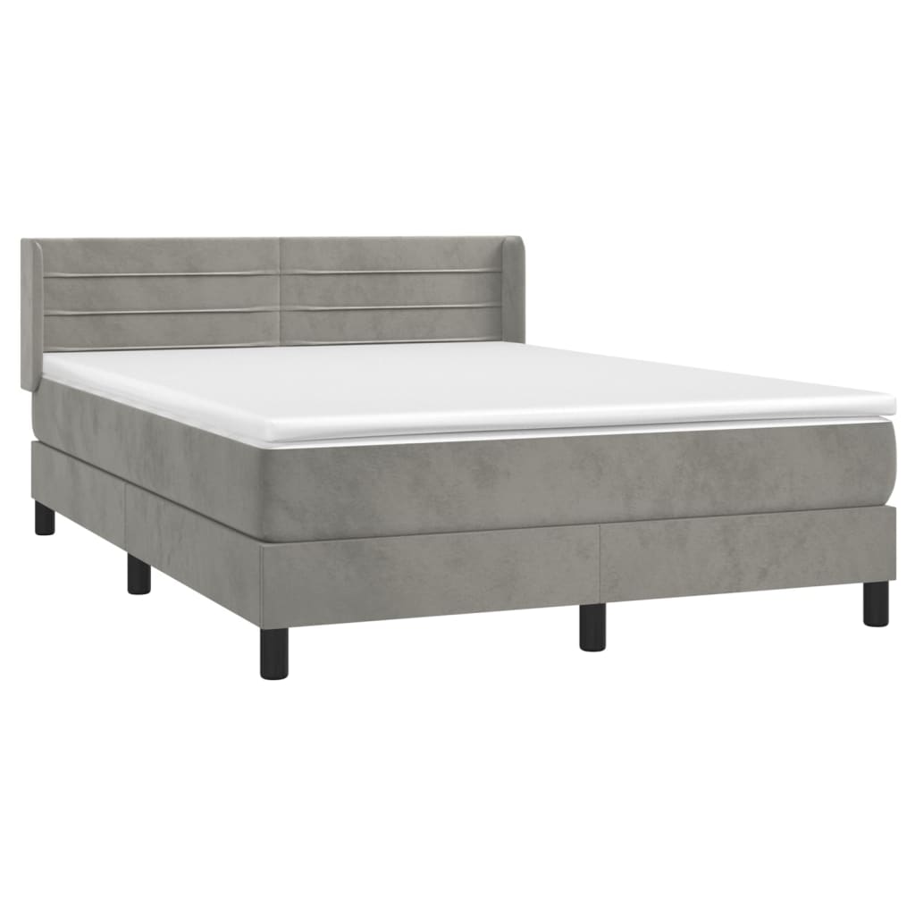 Sommier à lattes de lit et matelas Gris clair 140x200cm Velours - XIOS