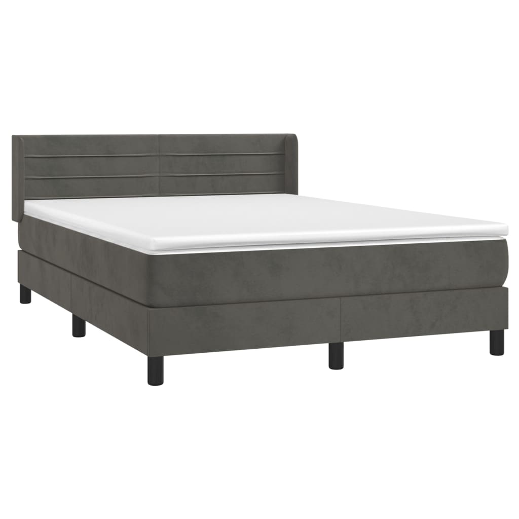 Sommier à lattes de lit et matelas Gris foncé 140x200cm Velours - XIOS