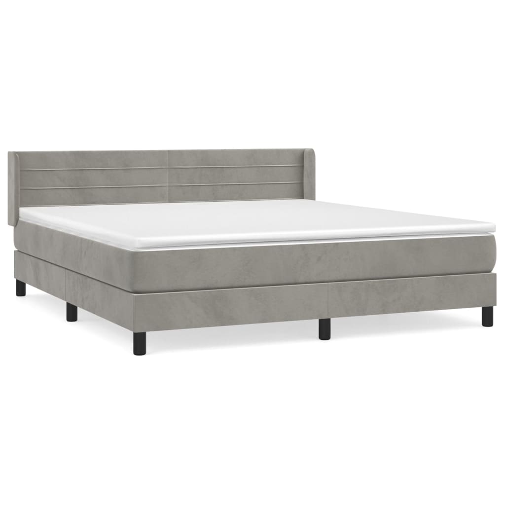 Sommier à lattes de lit et matelas Gris clair 160x200cm Velours - XIOS