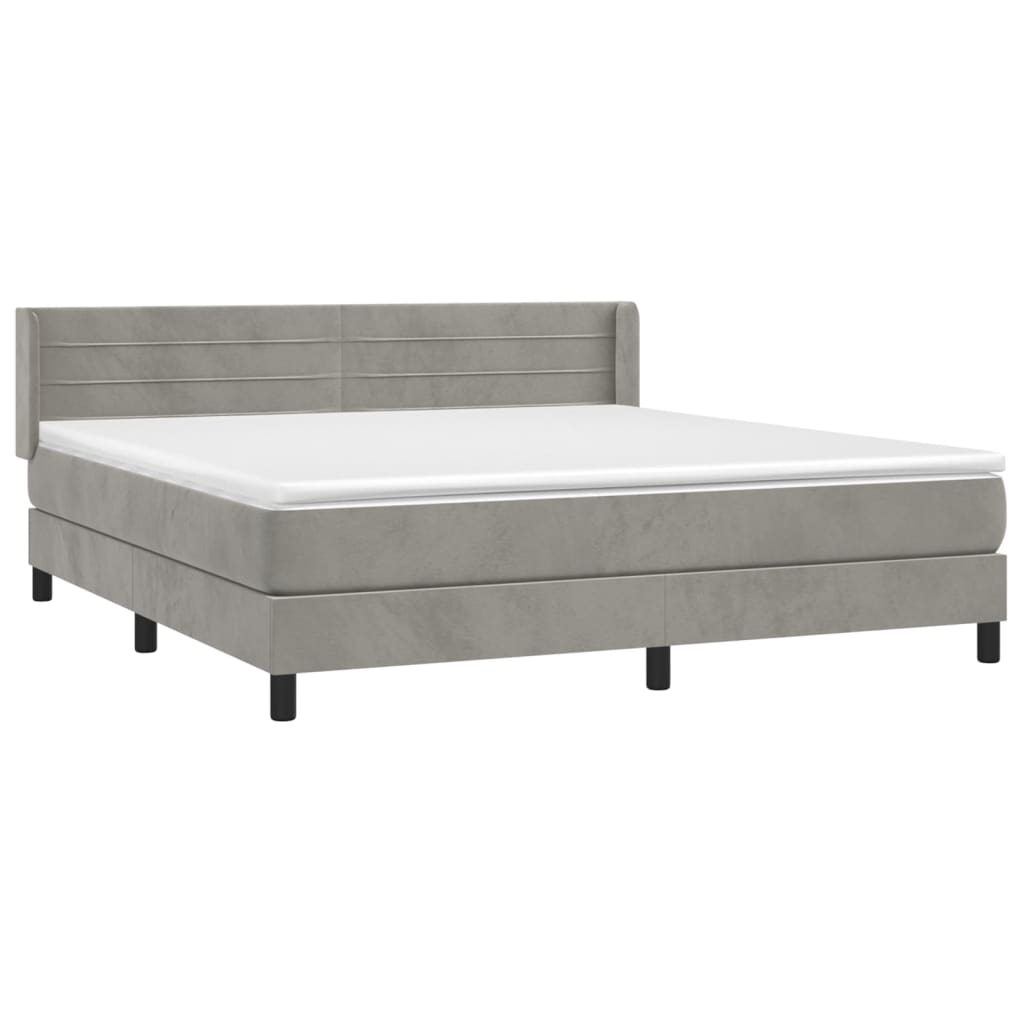 Sommier à lattes de lit et matelas Gris clair 180x200cm Velours - XIOS