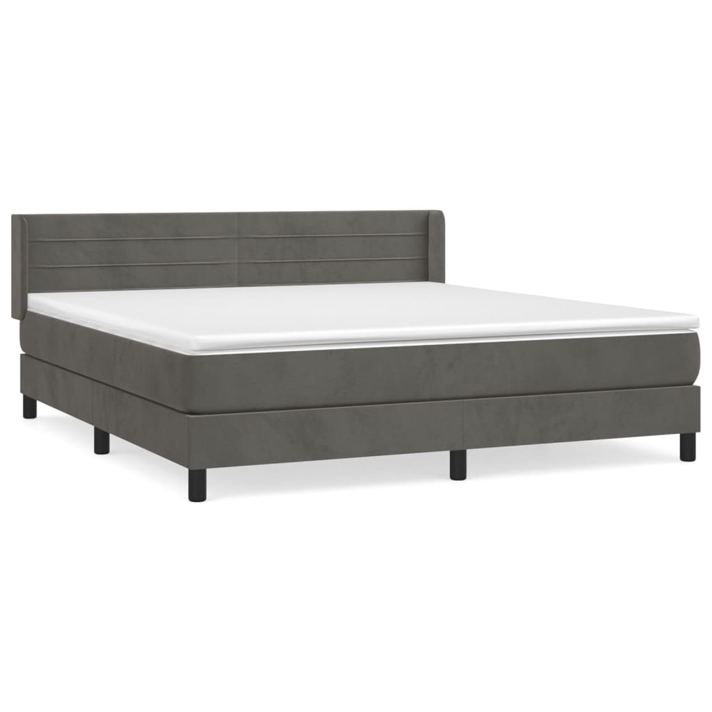 Sommier à lattes de lit et matelas Gris foncé 180x200cm Velours - XIOS